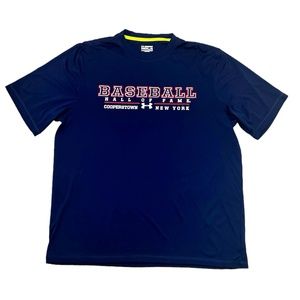 UNDER ARMOUR MLB BASEBALL HALL OF FAME NAVY LOOSE FIT HEAT GEAR SHIRT